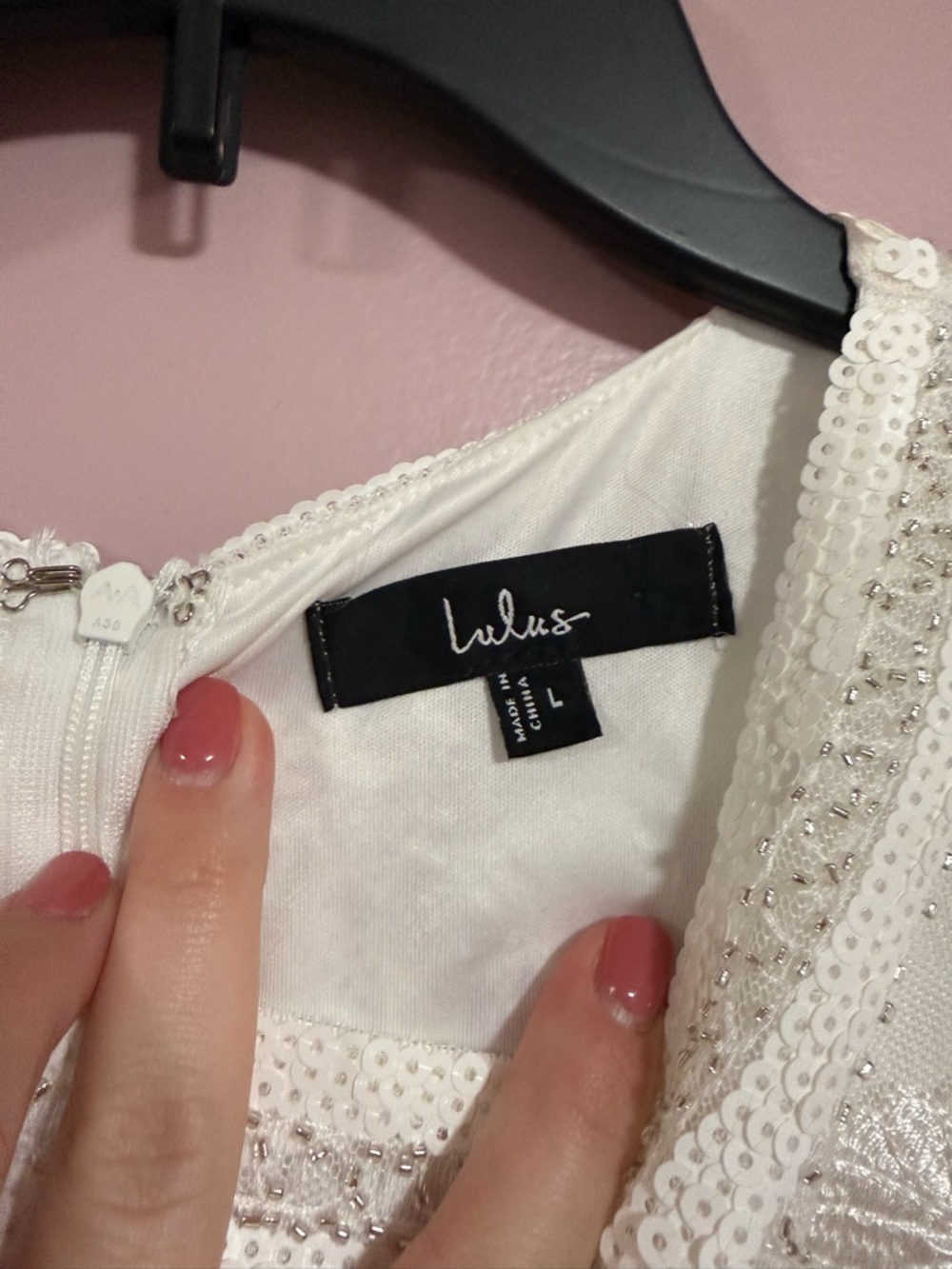 Lulu's White Embellished Floral Sequin Mini Dress - Picture 3 of 6